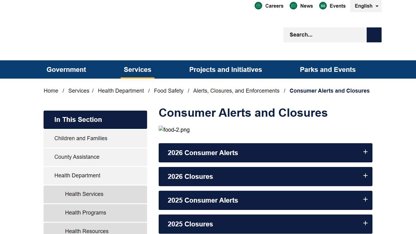 Consumer Alerts and Closures - Allegheny County, PA