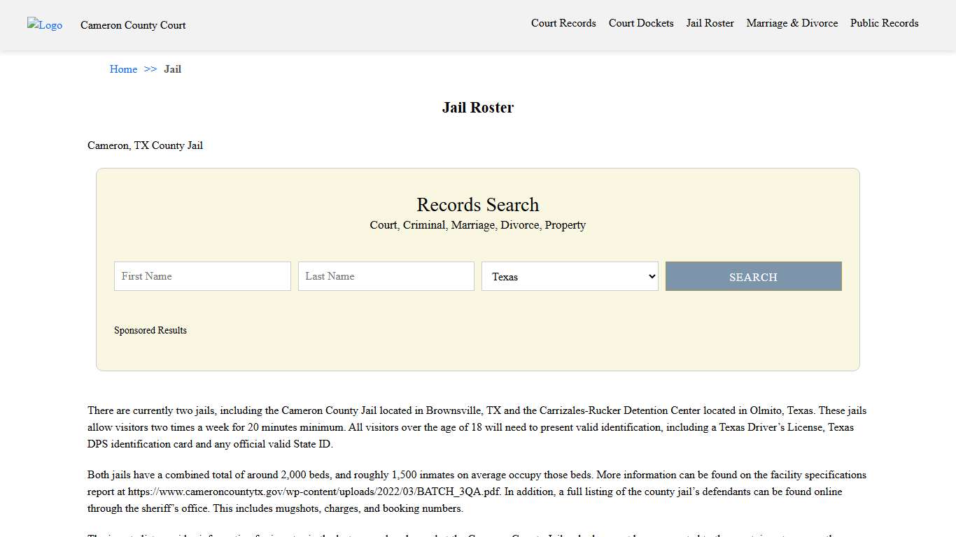 Jail Roster Cameron County Court